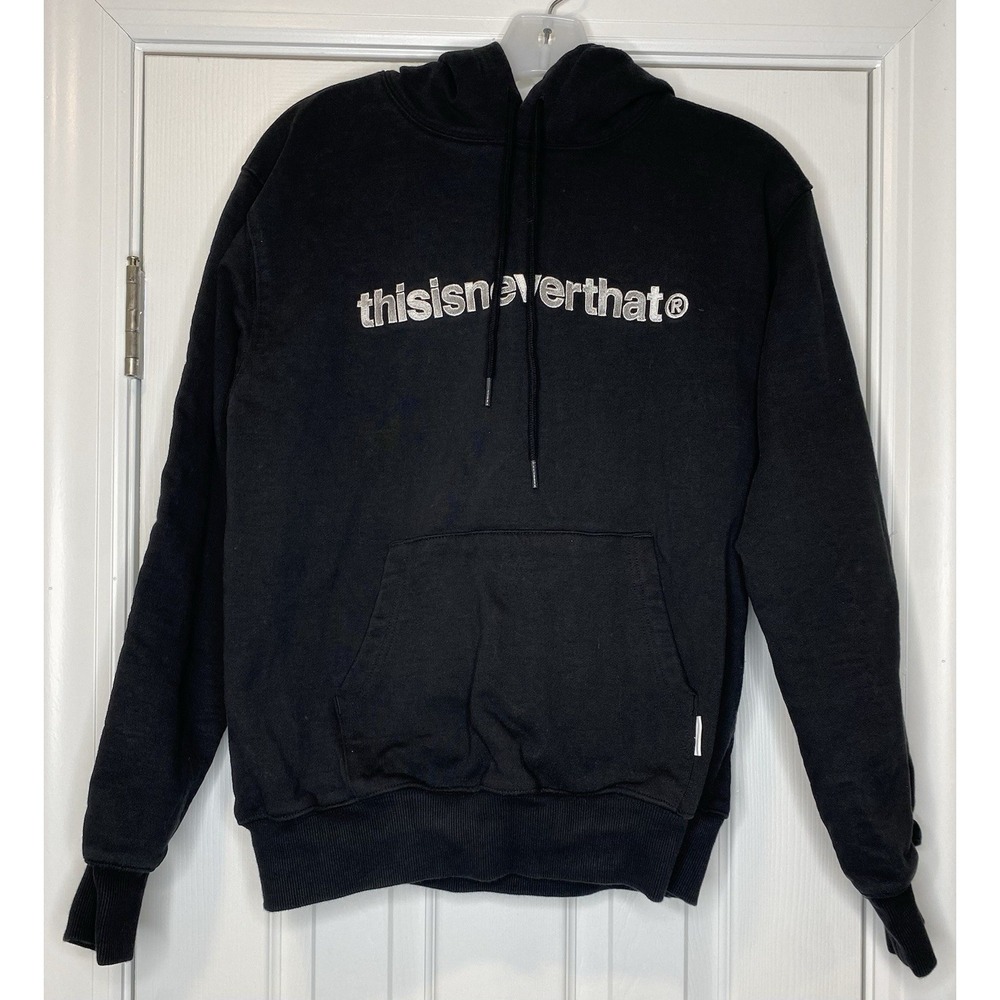 This Is Never That Men's Hooded Spell out Sweatshirt Black Size‎ Small